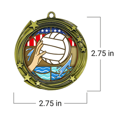 All Quality Water Polo Swirling Stars Design Medal - 1st, 2nd, 3rd Place