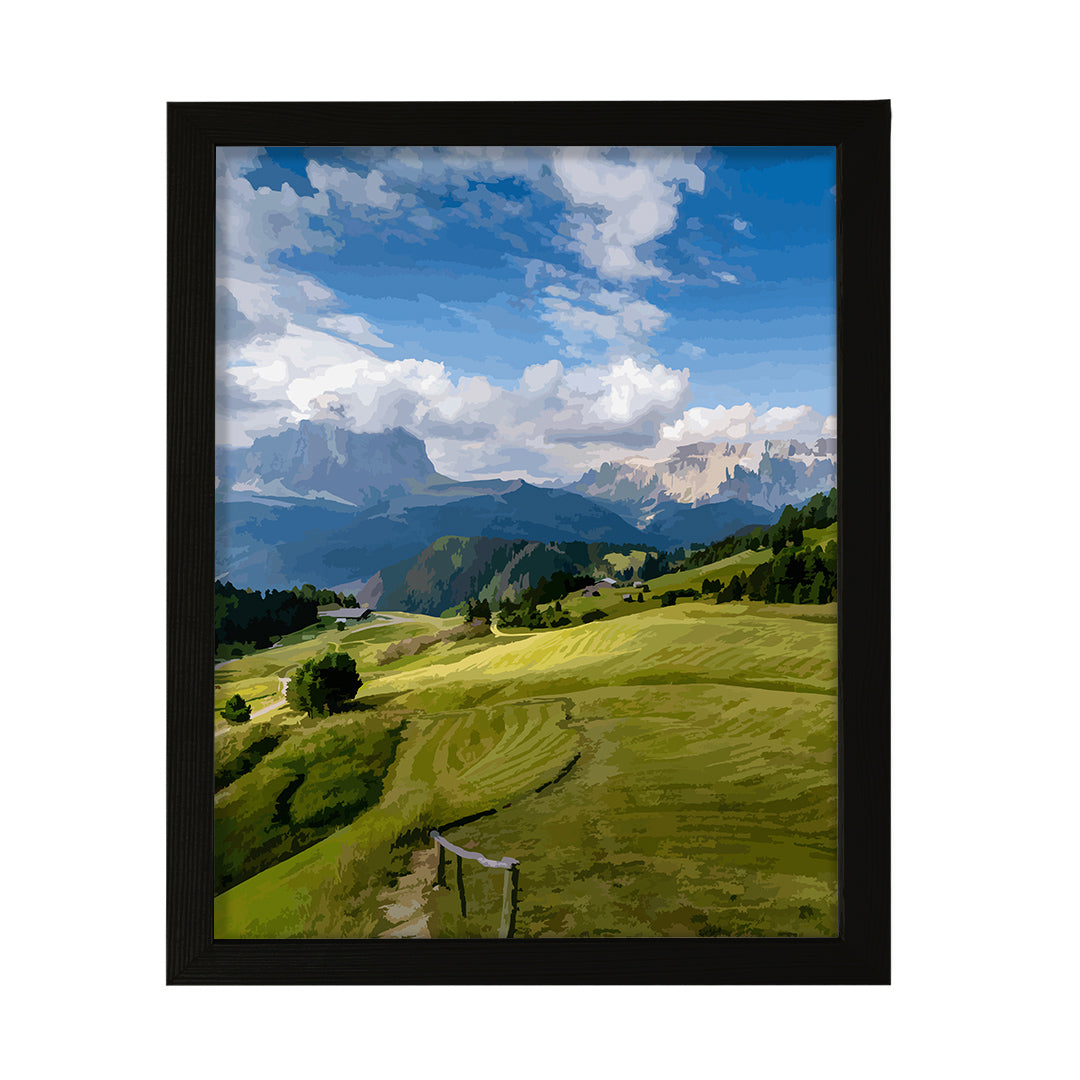 Summer Mountain Valley, Framed Print Sign Easy Installation | Countryside Beauty | Stylish Modern Decoration For The Home and Office