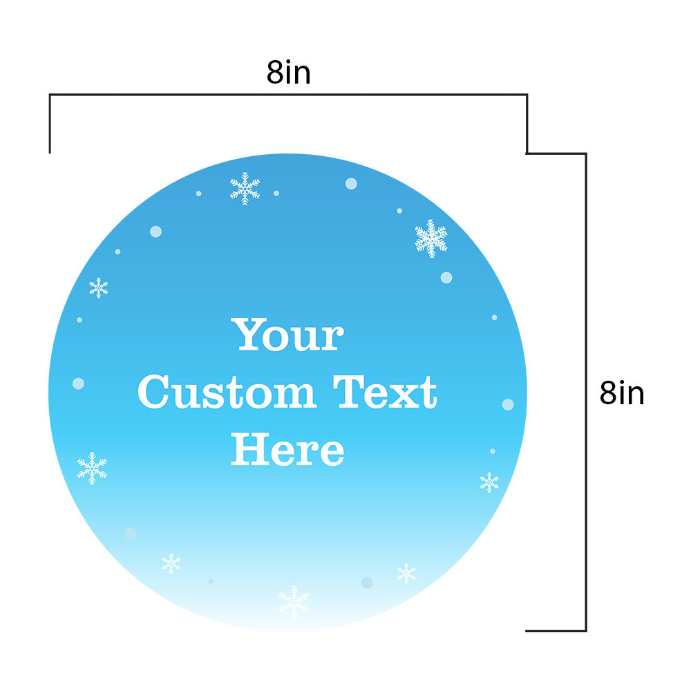 Customizable 8x8" Circle Shaped Mouse Pad - Snowflake Winter Design - Personalizable with Your Own Message - Perfect for Work - Durable, Non-Slip Base