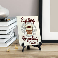 Signs ByLita Cycling Refueling Station, Table Sign With Acrylic Stand (6 x 8")