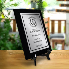 Academic Achievement Customizable Black Frame Award Plaque | Easel Mount Option | Recognition of Achievement and Service Personalizable Plaques