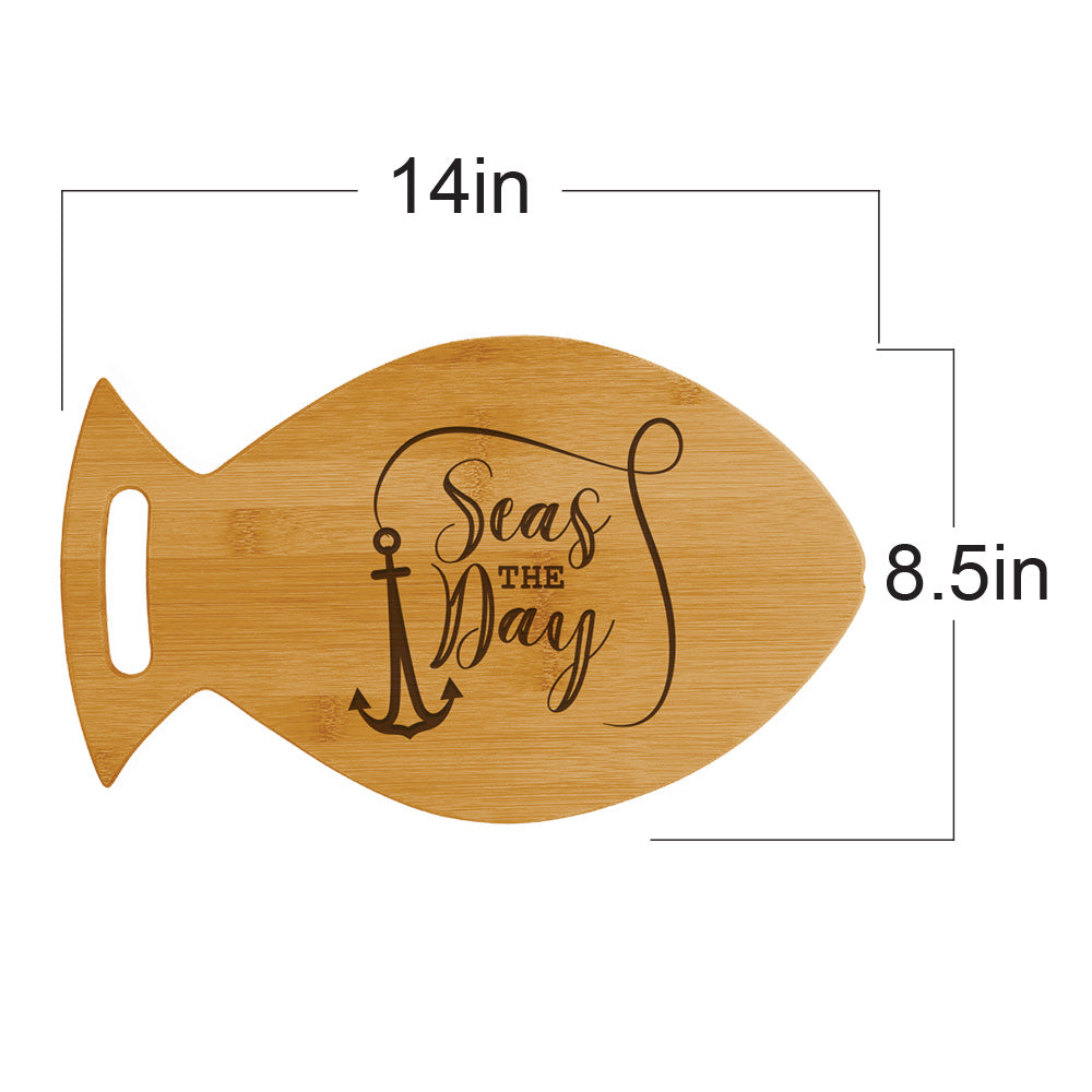 Designs ByLITA Seas The Day 14 x 8.5" Fish Shape Cutting Board | Kitchen Chopping Board