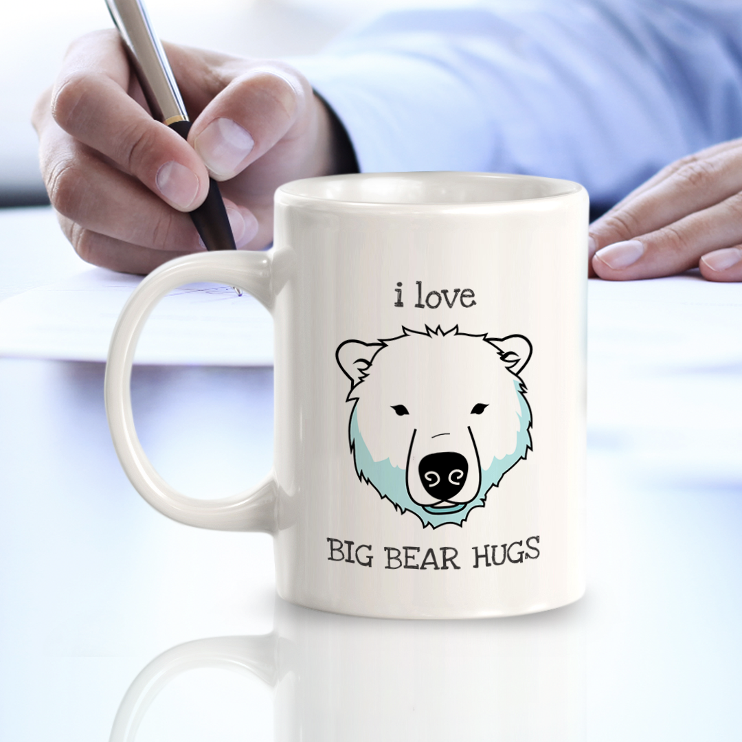 I love big bear hugs 11oz Plastic/Ceramic Coffee Mug | Funny Animal Mugs