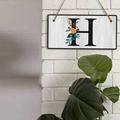 H Flower Decor 5x10 Hanging Wall or Door Sign | Alphabet Letter Room Decoration