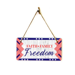 Faith Family Freedom 5x10 Hanging Plus Wall or Door Sign | USA Home Decor