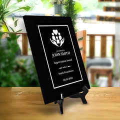 Donor and Patron Gratitude Customizable Black Frame Award Plaque | Easel Mount Option | Recognition and Service Personalizable Plaque