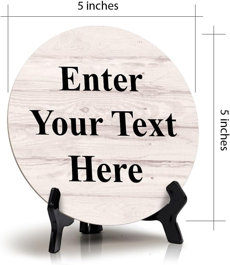 Signs ByLITA Custom Personalized Circle Table Sign (5" x 5") Plain Wood Background | Write Your Own Message | Design Your Sign