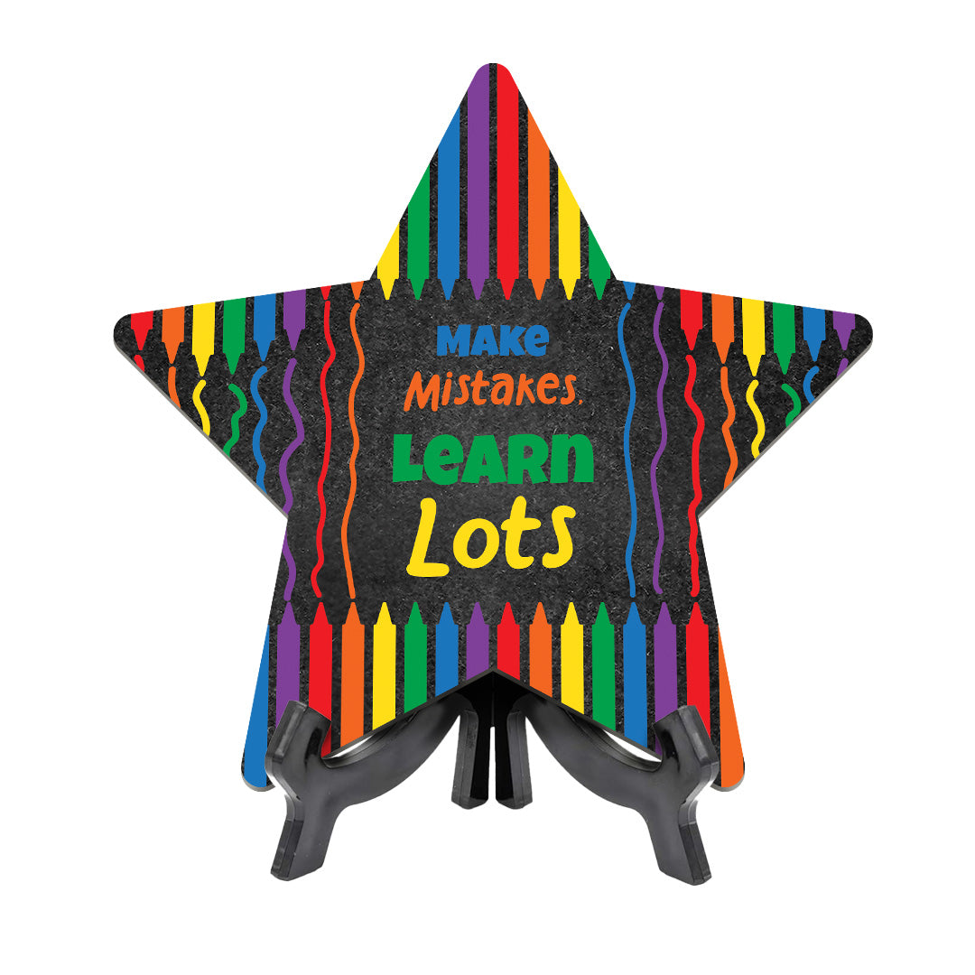 Motivational School Classroom Star Table Sign Premium Sublimated Hardboard | Includes Acrylic Easel Stands | Pre School or Kindergarten| High School | Positive Inspirational Classroom Decor|Inspirational Empowering Teacher Quotes