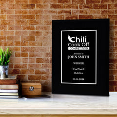 Chili Cook Off Competition Customizable Black Frame Award Plaque | Easel Mount Option | Achievement and Recognition Personalizable Plaques