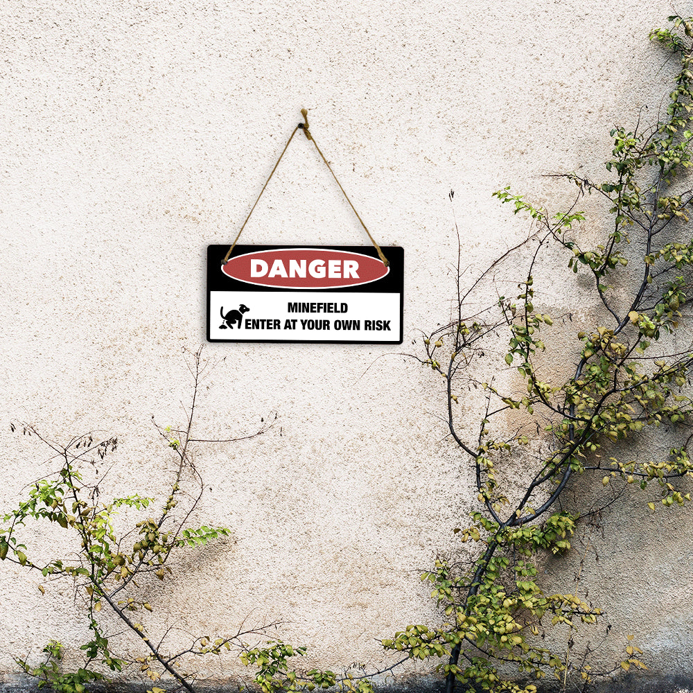 Danger Minefield Enter At Your Own Risk 5" x 10" Hanging Wall or Door Sign | Safety Signs