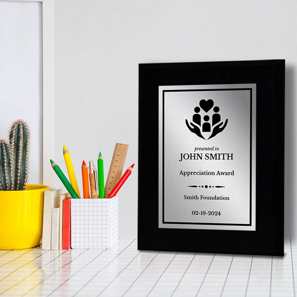 Donor and Patron Gratitude Customizable Black Frame Award Plaque | Easel Mount Option | Recognition and Service Personalizable Plaque