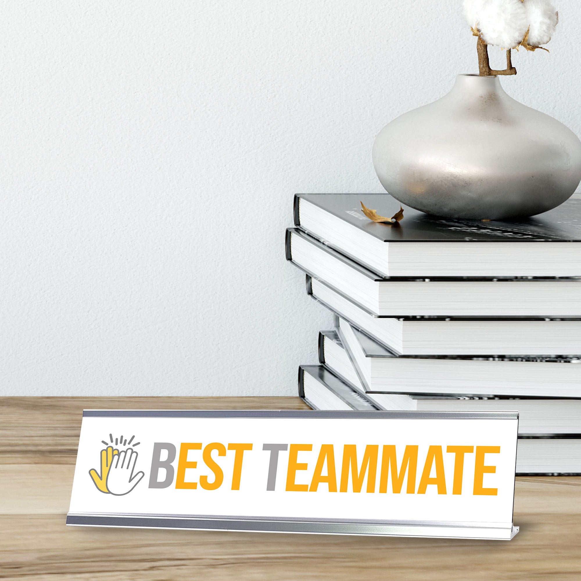 Signs ByLITA Best Teammate Award, Silver Frame, Desk Sign (2x8")