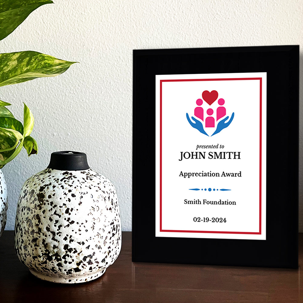 Donor and Patron Gratitude Customizable Black Frame Award Plaque | Easel Mount Option | Recognition and Service Personalizable Plaque