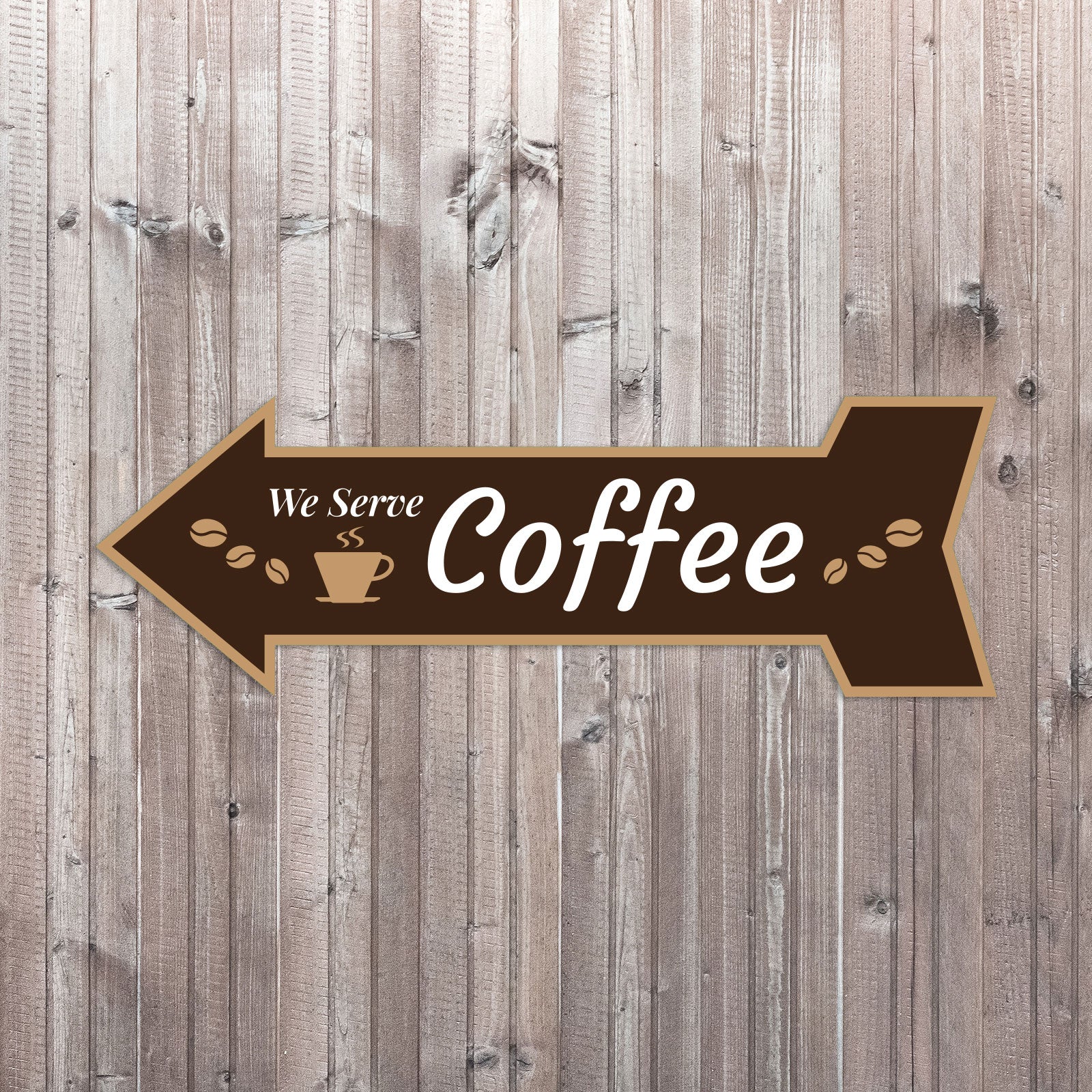 Arrow Shape We Serve Coffee 12x4" Wall or Door Sign | Funny Home Decor | Shop Décor