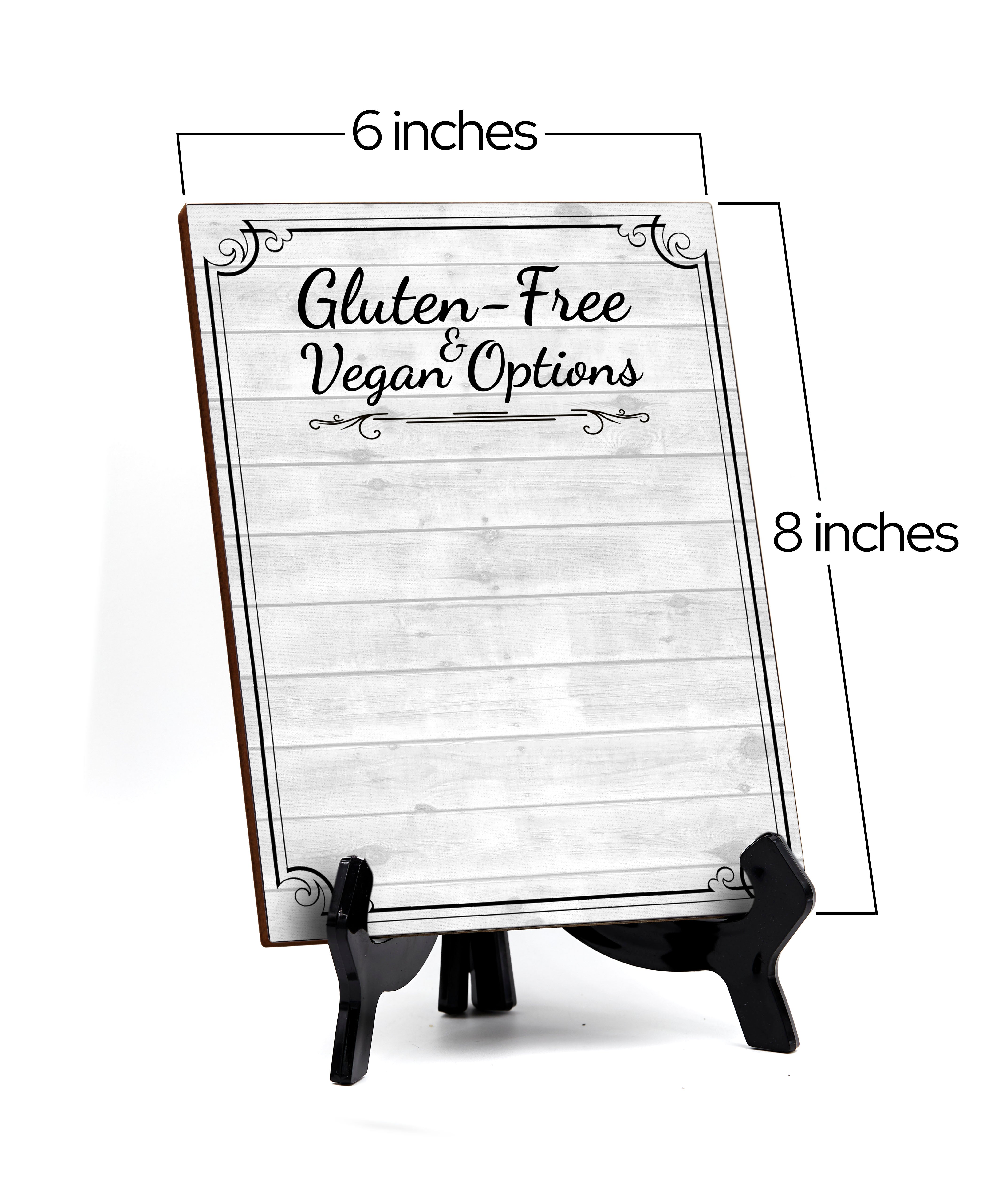 Gluten-Free & Vegan Options 6x8 Dry Wipe Table Sign Easy Installation | Restaurant & Bar | Perfect To Clearly Direct Customers & Advertise Specials | No Pen Included