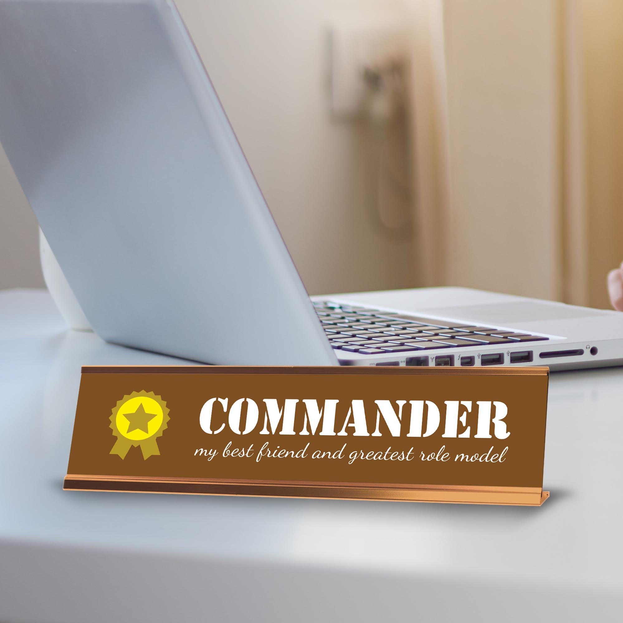 Signs ByLITA Commander, My Best Friend and Greatest Role Model Gold Frame, Desk Sign (2x8")