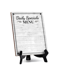 Daily Specials Menu 6x8 Dry Wipe Table Sign Easy Installation | Restaurant & Bar | Perfect To Clearly Direct Customers & Advertise Specials | No Pen Included