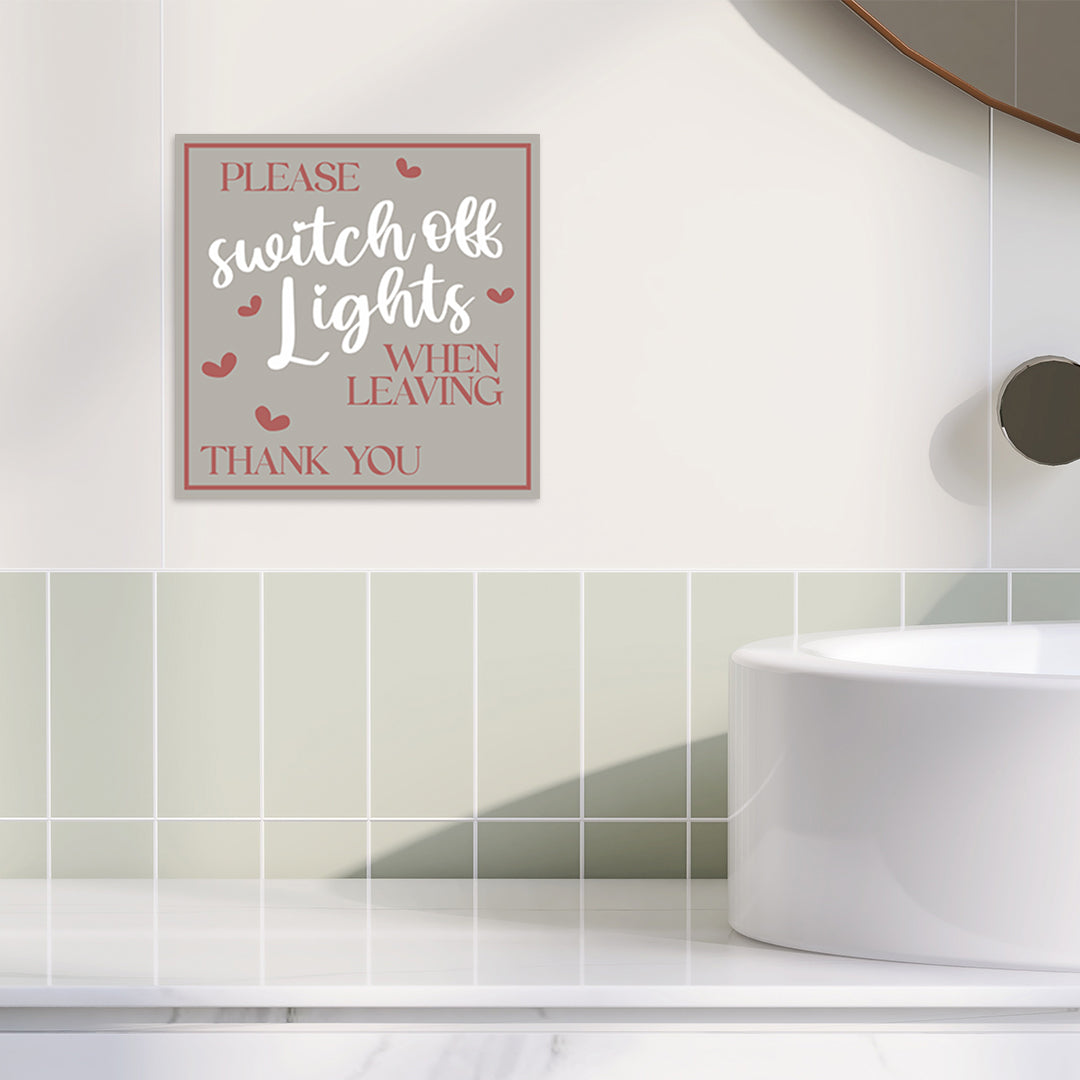 Square Plus Please Switch Off Lights When Leaving Thank You Wall or Door Sign | Home & Office Decor