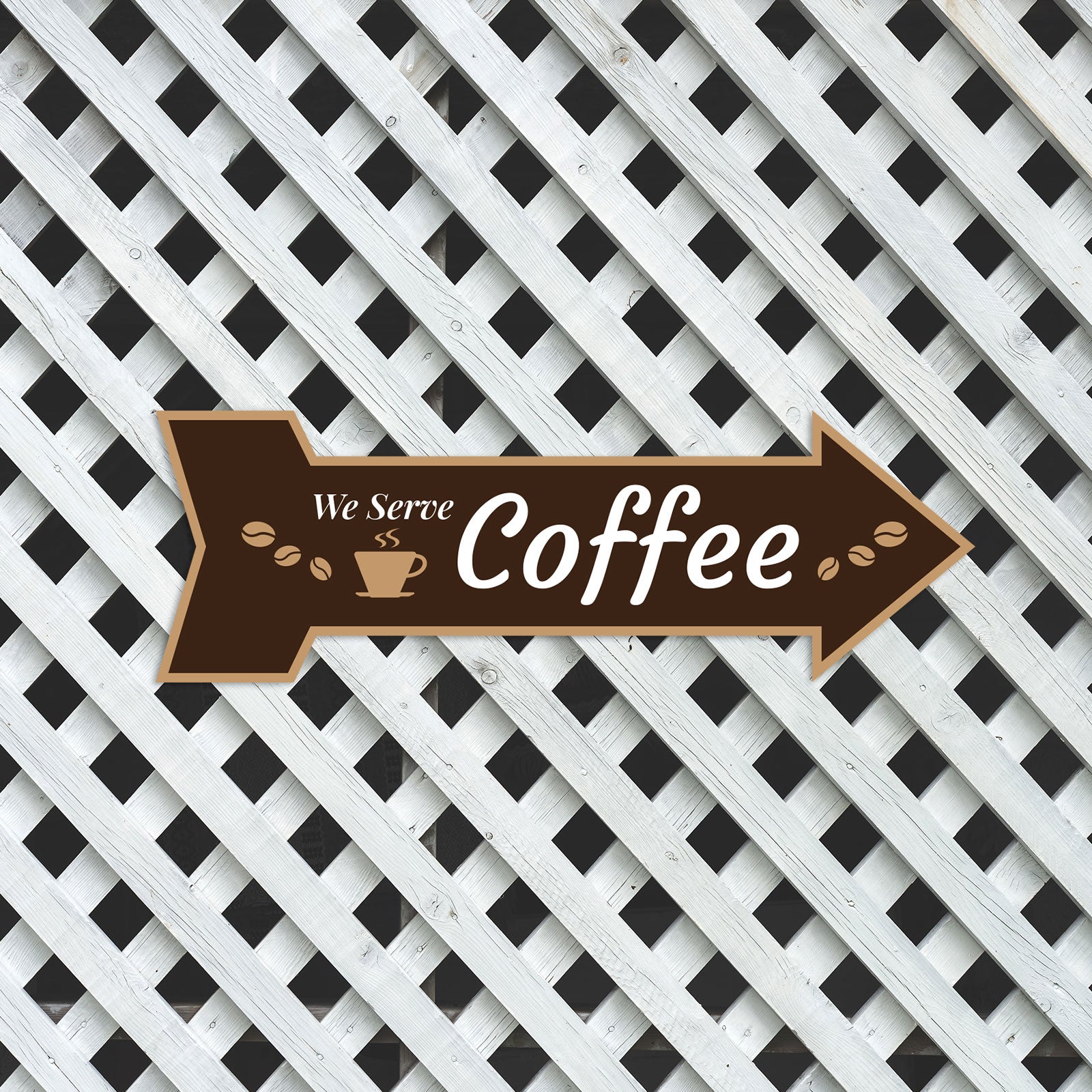 Arrow Shape We Serve Coffee 12x4" Wall or Door Sign | Funny Home Decor | Shop Décor