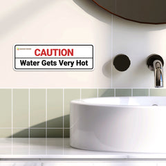 Standard Plus | Caution Water Gets Very Hot Wall or Door Sign | Customizable with Your Company Logo