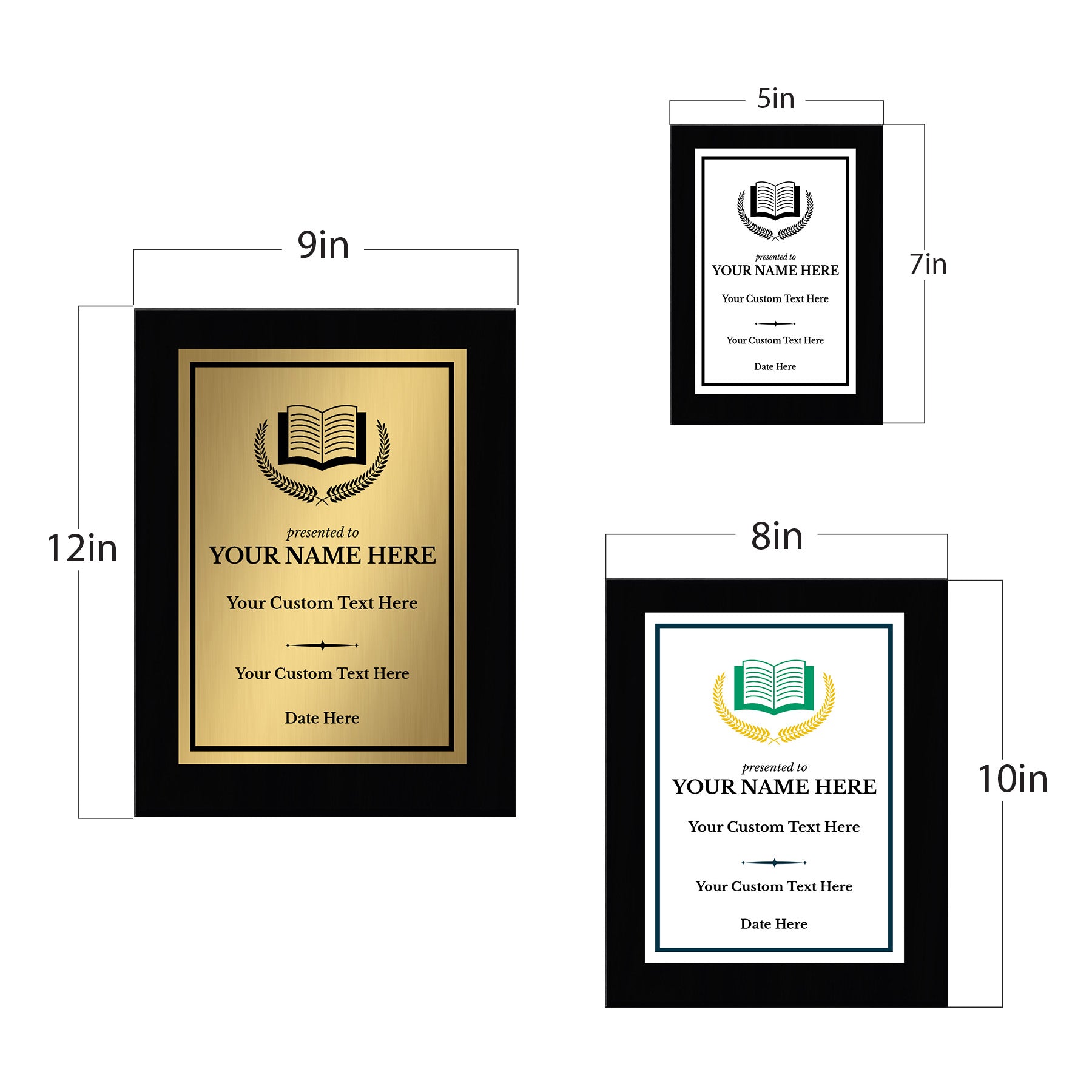 Education Theme Customizable Black Frame Wooden Award Plaque | Easel Mount Option | Achievement and Recognition Personalizable Plaques