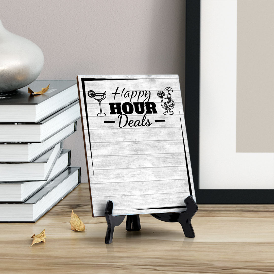 Happy Hour Deals 6x8 Dry Wipe Table Sign (6x8) Easy Installation | Restaurant & Bar | Perfect To Clearly Direct Customers & Advertise Specials | No Pen Included