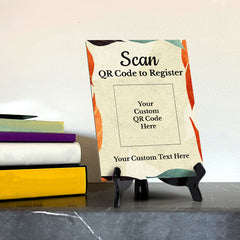 Customizable Scan QR Code to Register Table Sign (6x8") | Personalized QR Code Sign | Elegant & Stylish Sign for Businesses With Acrylic Stand