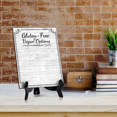 Gluten-Free & Vegan Options 6x8 Dry Wipe Table Sign Easy Installation | Restaurant & Bar | Perfect To Clearly Direct Customers & Advertise Specials | No Pen Included