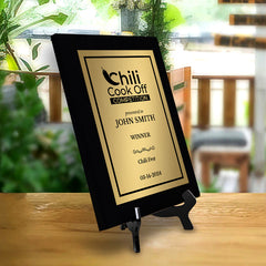 Chili Cook Off Competition Customizable Black Frame Award Plaque | Easel Mount Option | Achievement and Recognition Personalizable Plaques