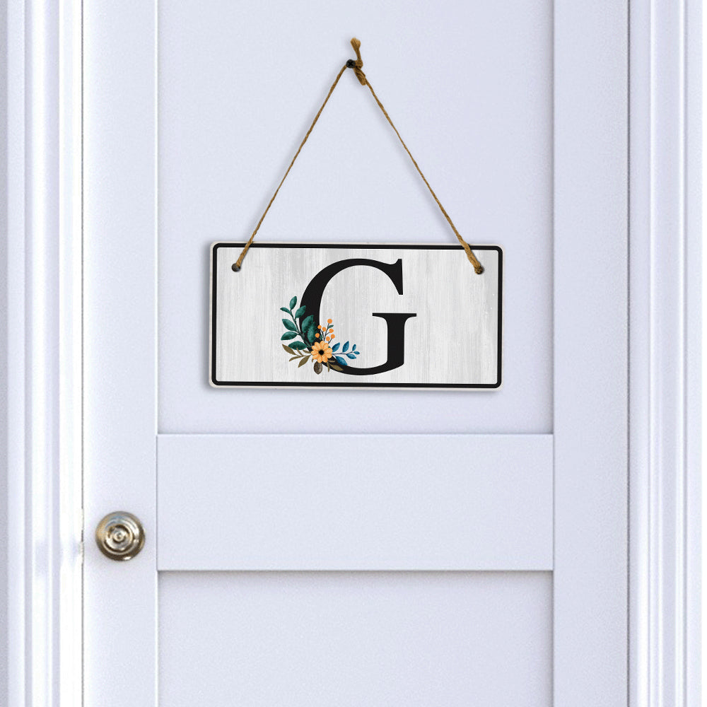 G Flower Decor 5x10 Hanging Wall or Door Sign | Alphabet Letter Room Decoration