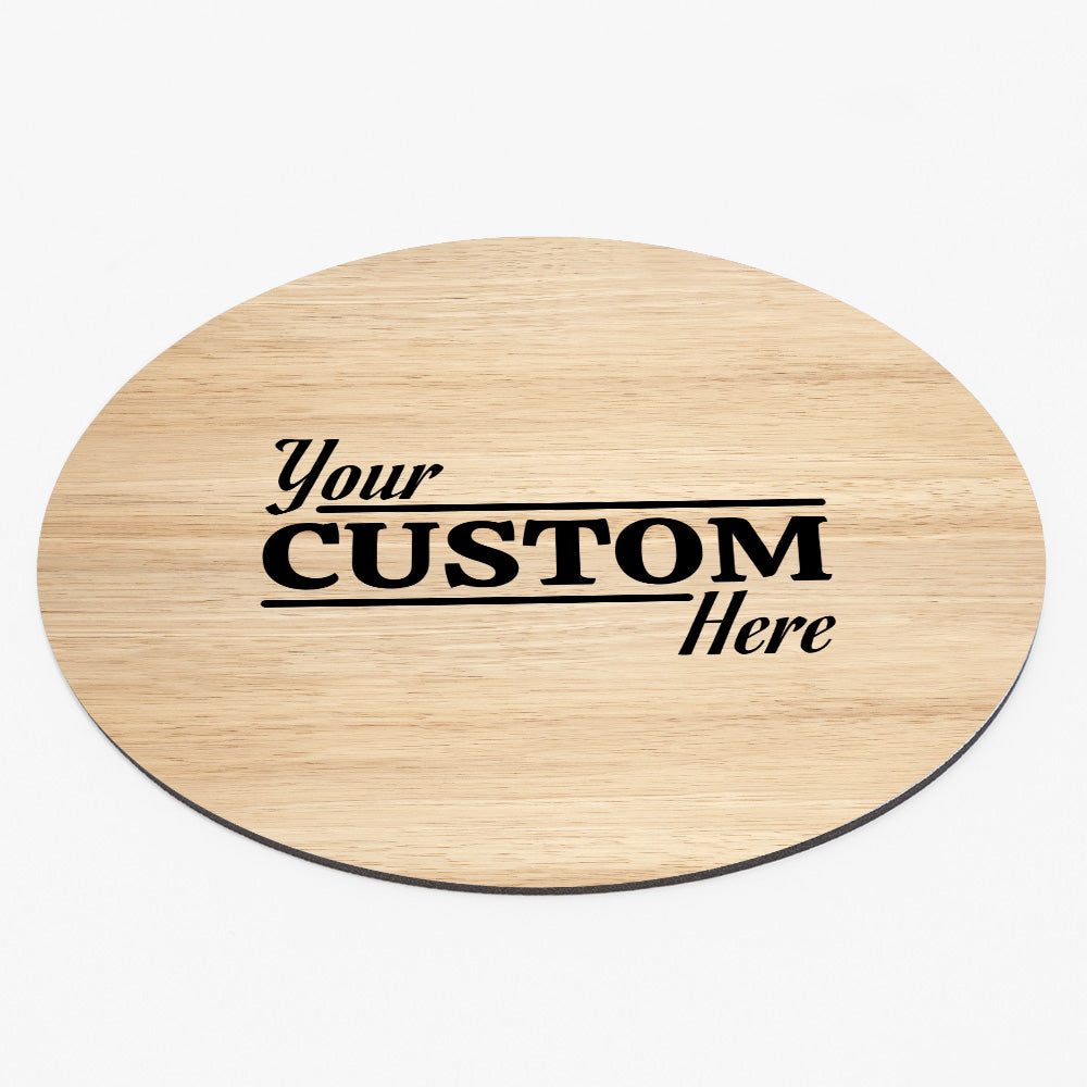 Customizable (8 x 8") Circle Mouse Pad - Wood Texture Design - Add Custom Message or Text