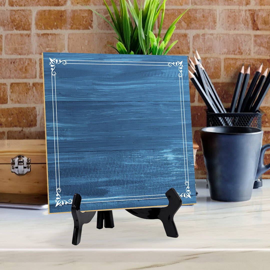 Customizable (5 x 5”) Square Rustic Wood Table Sign with Black Acrylic Easel | Personalized Sign with Multiple Rustic Wood Color Options for Home, Events, & More