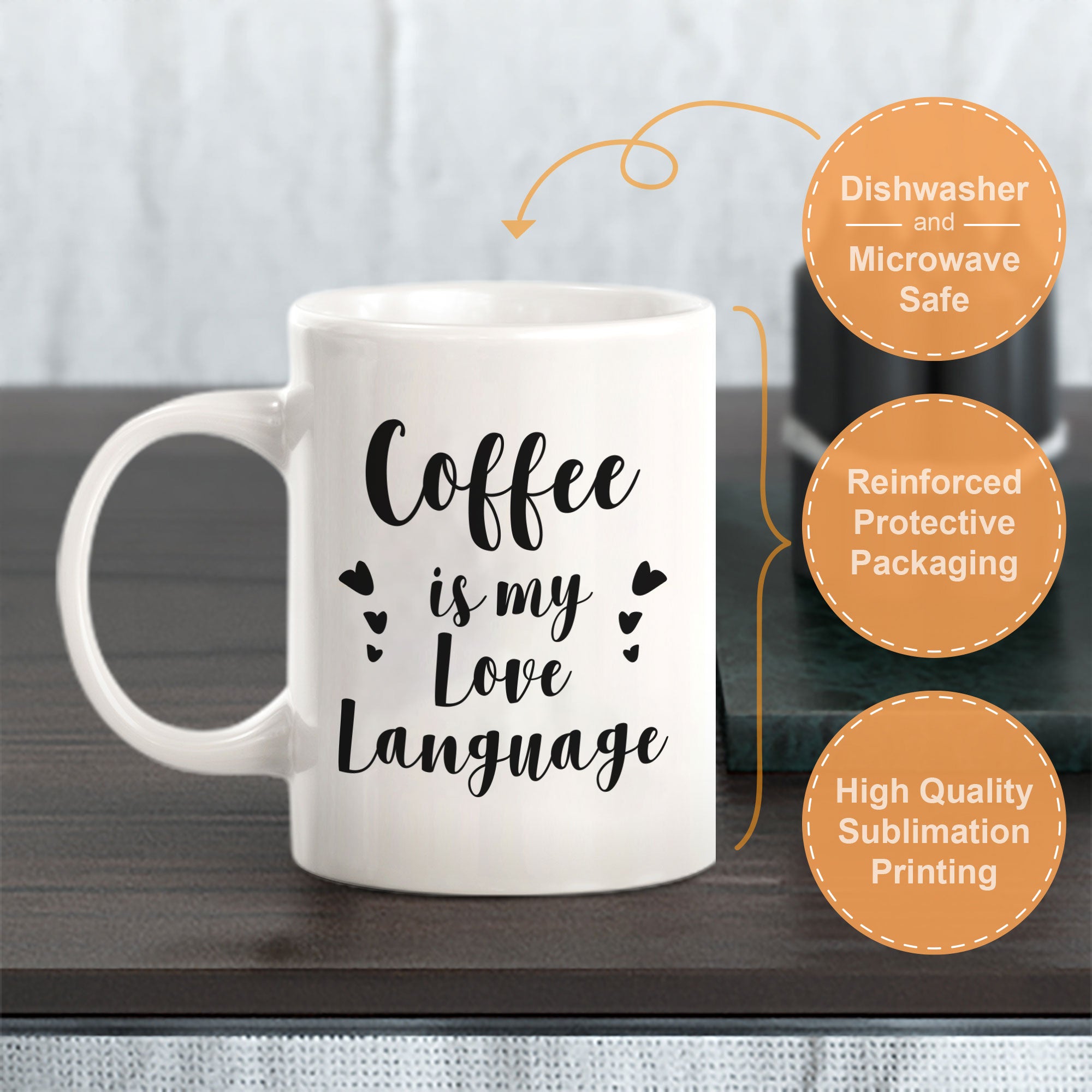 Designs ByLITA Coffee is my Love Language Office Workspace Home Family 11oz Plastic/Ceramic Coffee Mug