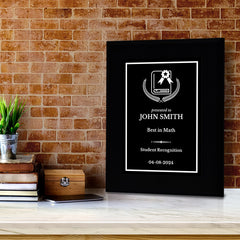 Student Achievement Customizable Black Frame Wooden Award Plaque | Easel Mount Option | Achievement and Recognition Personalizable Plaques