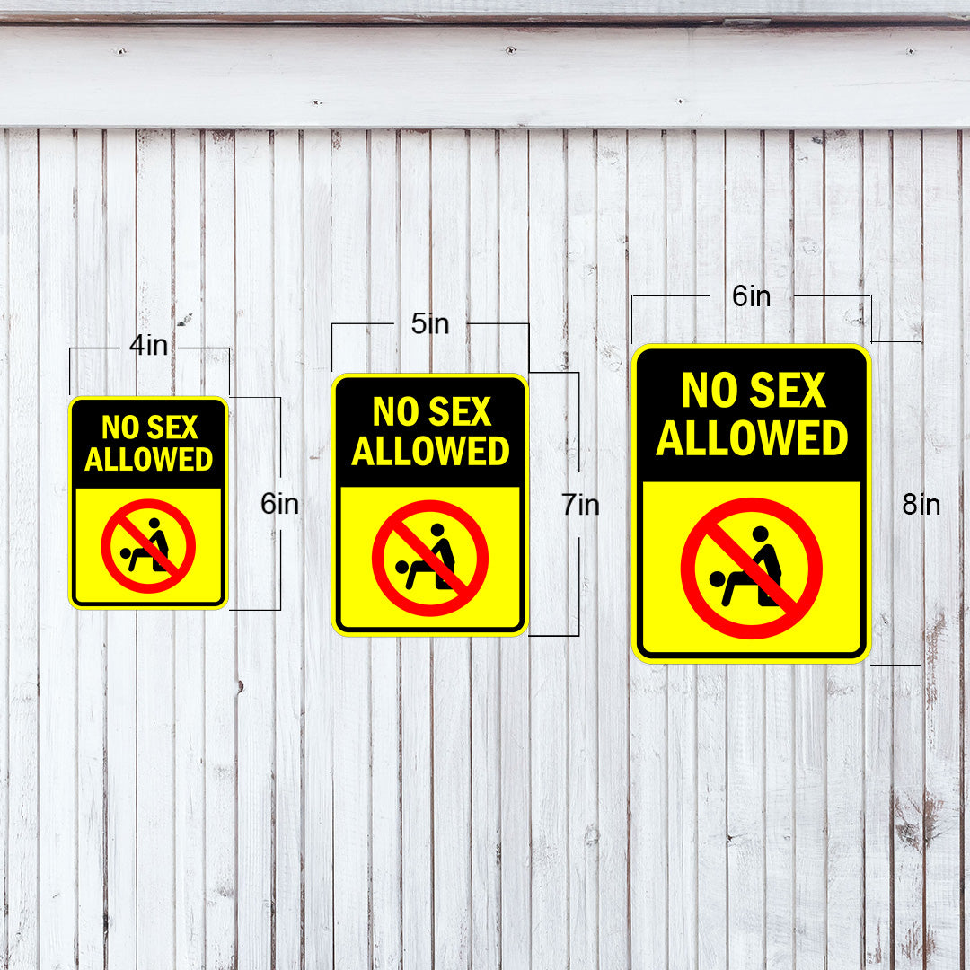 Portrait Round Plus No Sex Allowed Door or Wall Sign | Funny Warning Sign For Bedroom