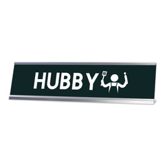 Hubby Stick Person, Silver Frame, Desk Sign (2 x 8")