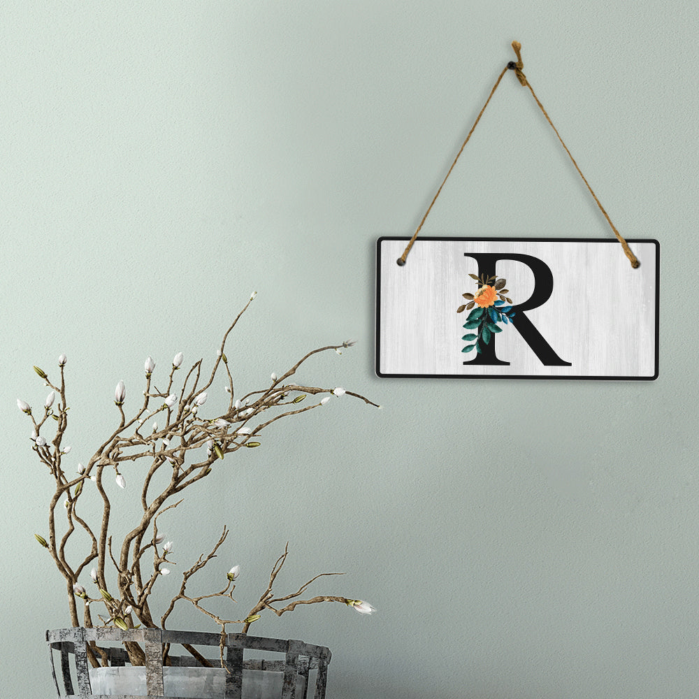 R Flower Decor 5x10 Hanging Wall or Door Sign | Alphabet Letter Room Decoration