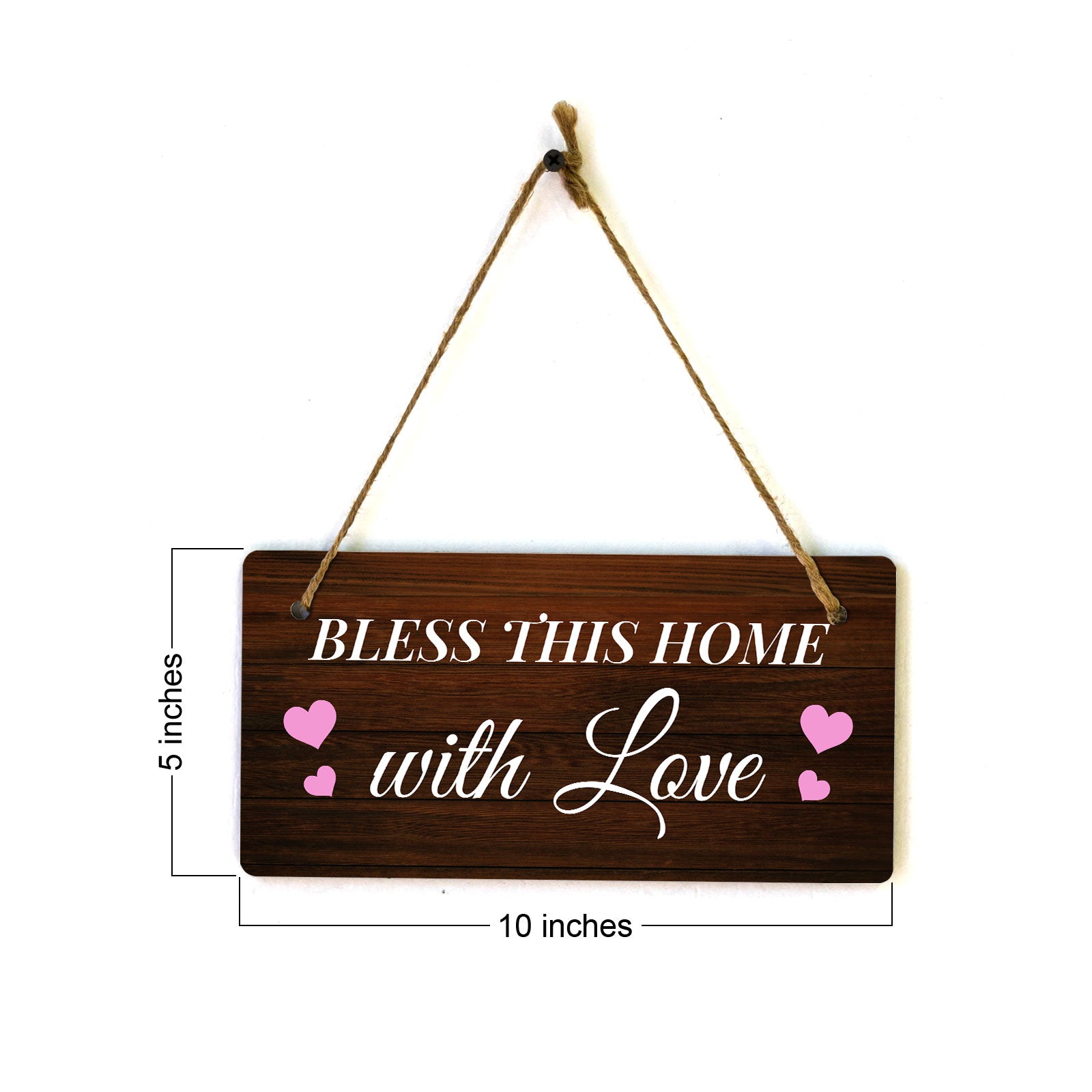 Bless This Home With Love 10x5 Hanging Plus Wall or Door Sign | Family Home Decor