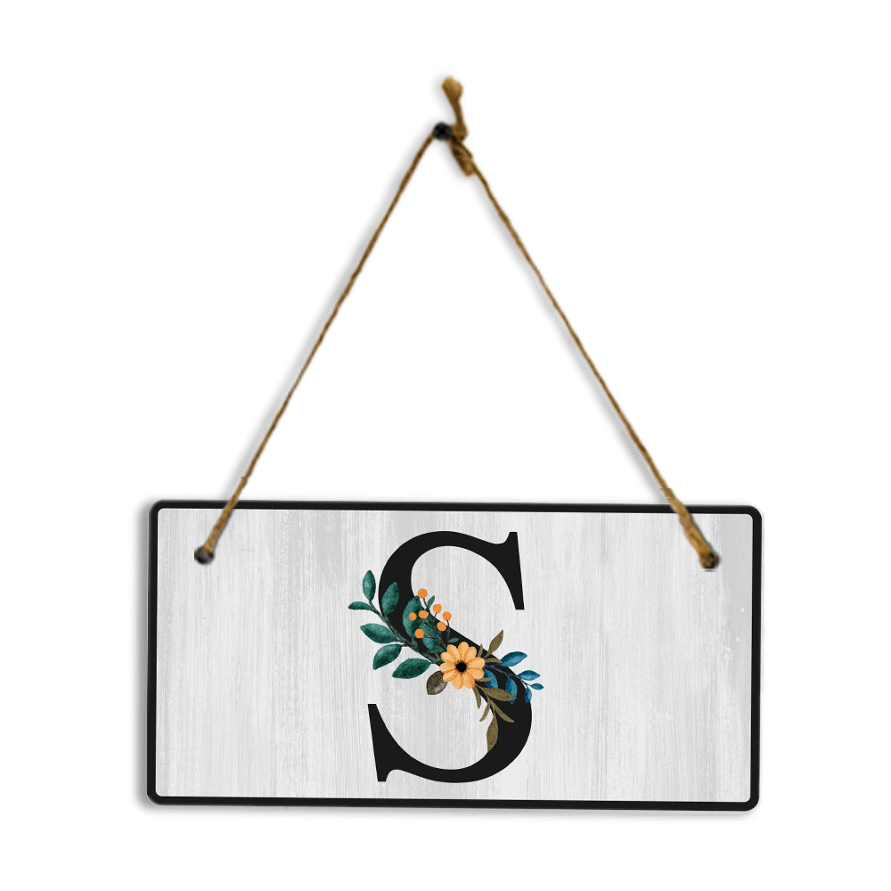 S Flower Decor 5x10 Hanging Wall or Door Sign | Alphabet Letter Room Decoration