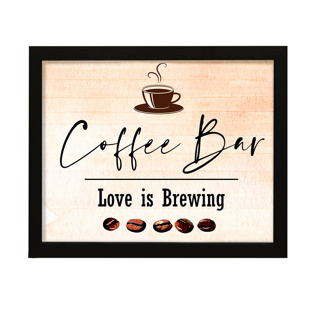 Coffee Bar. Love is brewing, Watercolor Framed Kitchen Wall Art