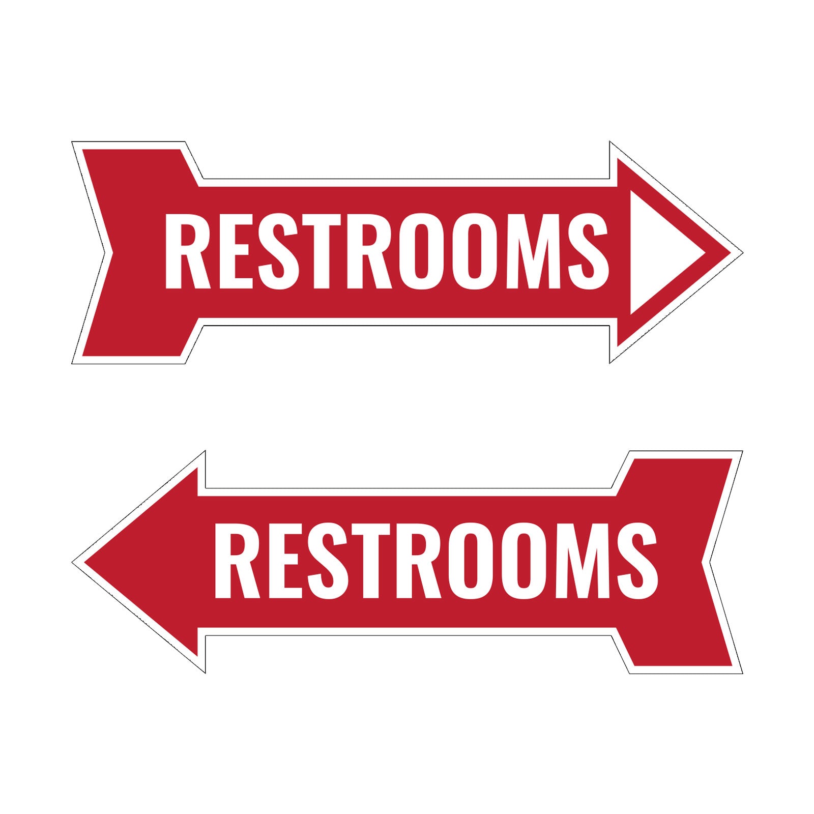 Arrow Shape Restrooms 12x4" Wall or Door Sign | Bathroom Signage