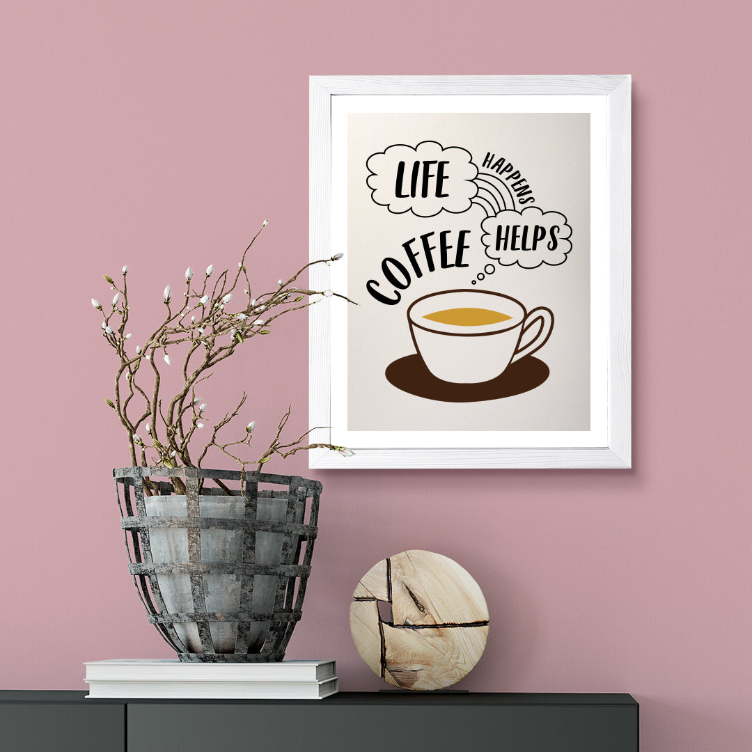 Designs ByLITA Life Happens Coffee Helps, Wall Print Art | Retro Bar Decoration