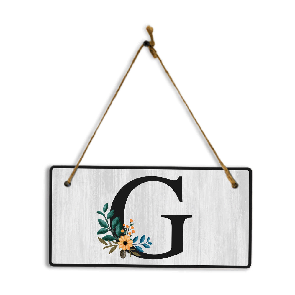 G Flower Decor 5x10 Hanging Wall or Door Sign | Alphabet Letter Room Decoration