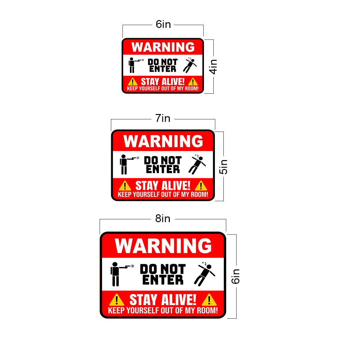 Classic Framed Plus Warning Do Not Enter Stay Alive Keep Yourself Out Of My Room Wall or Door Sign | Novelty Funny Warning Signs