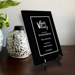 Boss Lady Customizable Black Frame Award Plaque | Easel Mount Option | Achievement and Recognition Personalizable Plaques