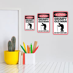 Portrait Round Plus Warning Grumpy Old Man Do Not Disturb Wall or Door Sign | Easy Installation | Funny Novelty Imitation Warning Signs