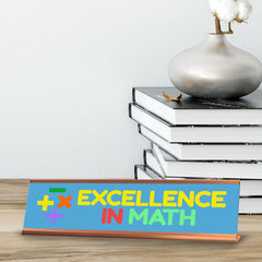 Signs ByLITA Excellence in Math Award, Gold Frame, Desk Sign (2x8")