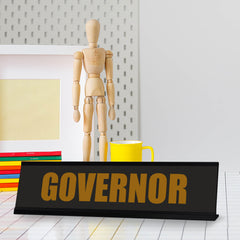 Signs ByLITA Governor, Black Frame, Desk Sign (2x8")