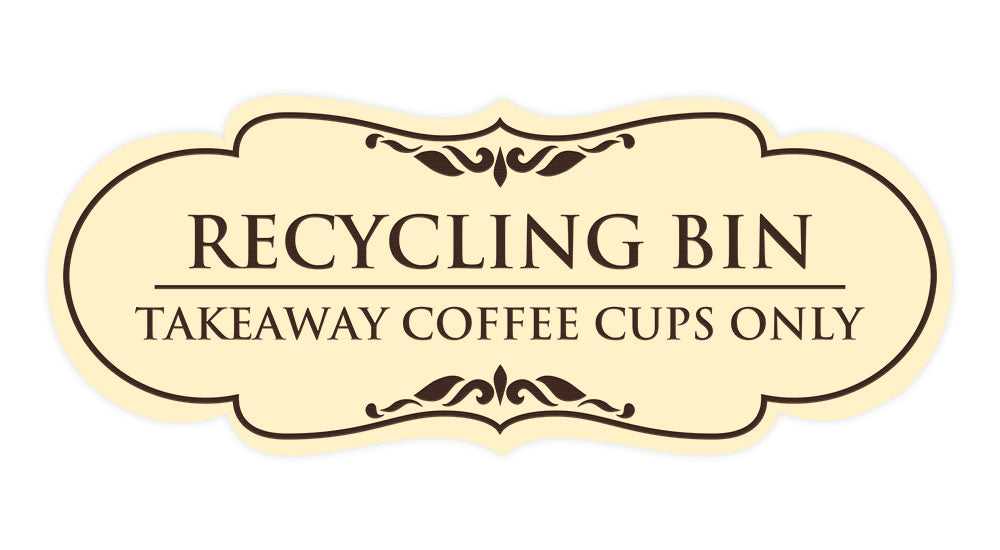 Signs ByLITA Designer Recycling bin. Takeaway Coffee Cups Only Elegant Design Clear Messaging Durable Construction Easy Installation Wall or Door Sign