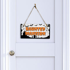 Haunted Mansion 5x10 Hanging Plus Wall or Door Sign | Rustic Twined | Spooky Halloween Decoration